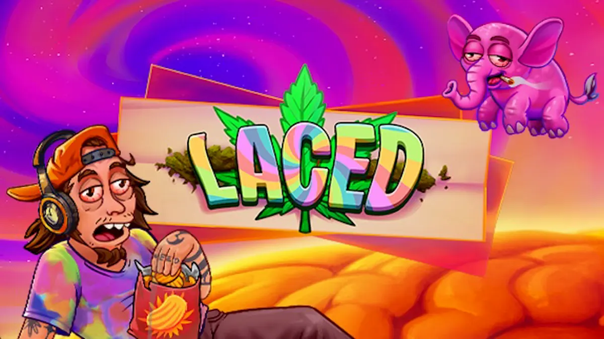 Laced slot game interface na may neon at gold na disenyo